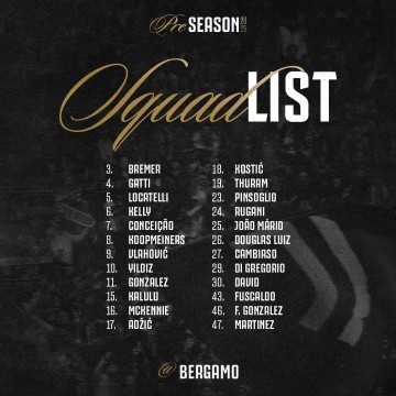 尤文对阵亚特兰大名单：弗拉霍维奇领衔，洛卡特利、冈萨雷斯在列